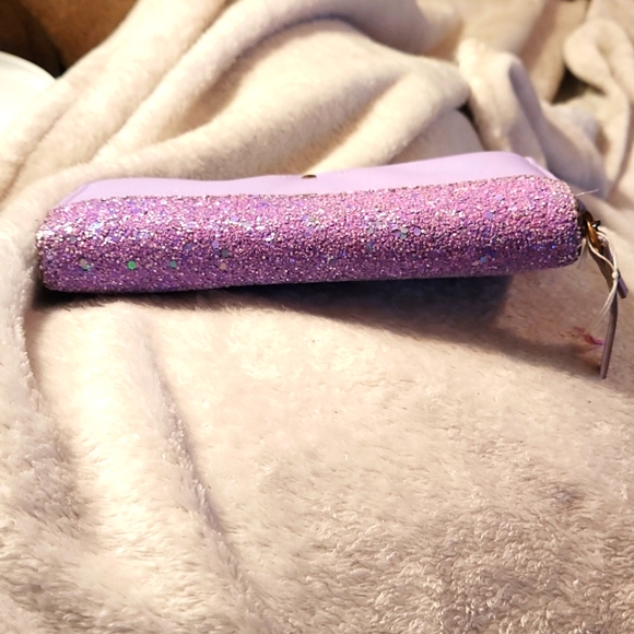 Kate Spade New York lilac purple glitter zip around wallet - Picture 2 of 7